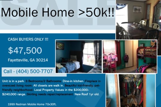 3/2 Double Wide /Must Sell/ Fayetteville GA